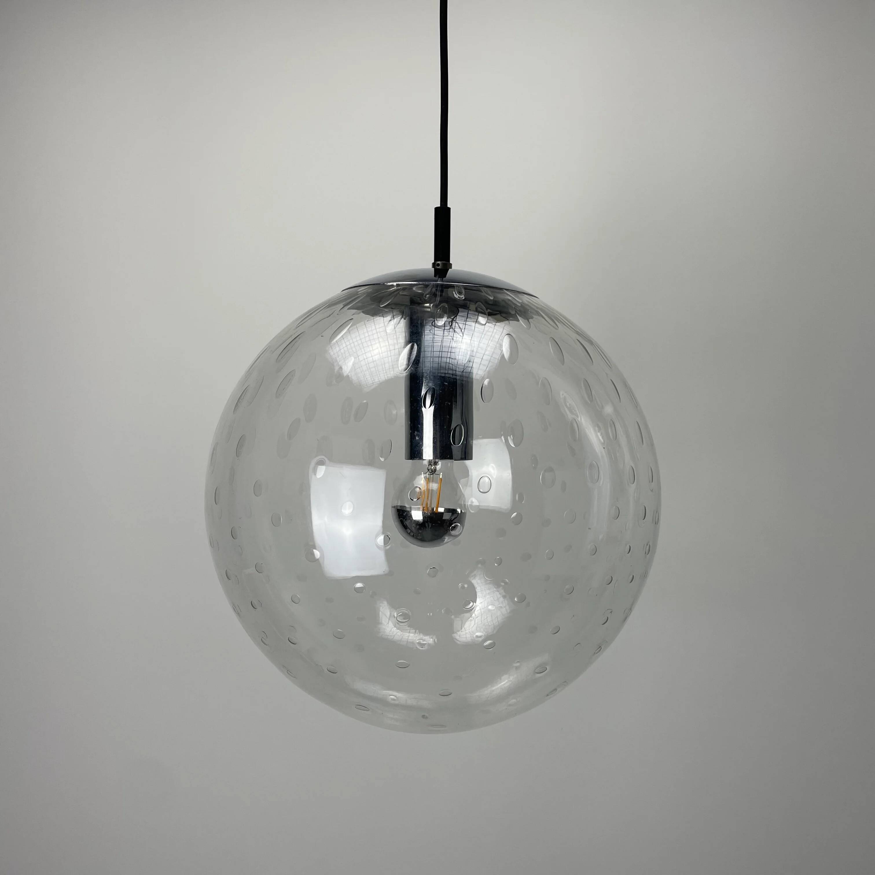 Set of 3 bubble glass pendant lamps by RAAK Amsterdam 1960