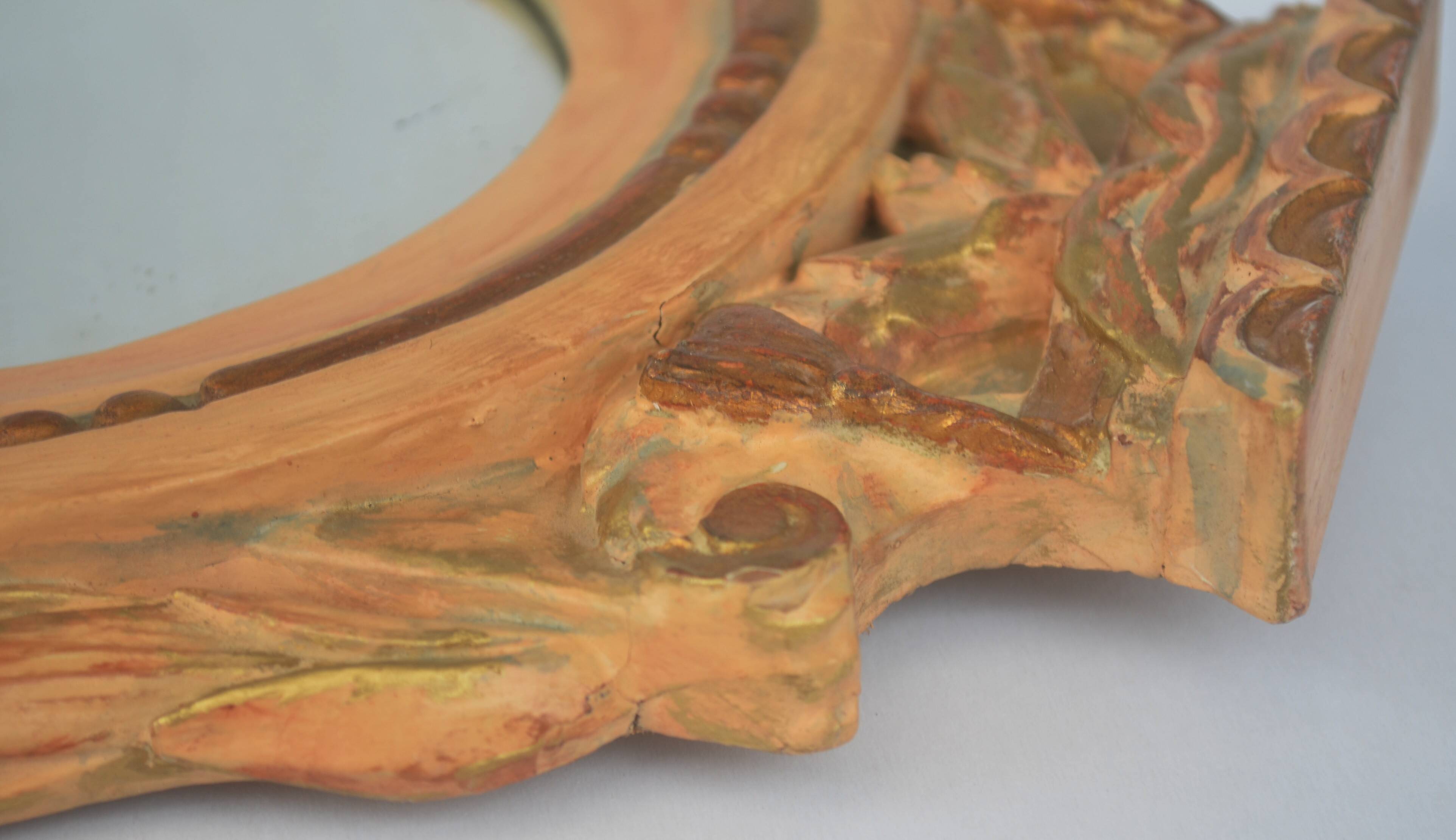 Antique Gilded Wood Mirror a Fronton Louis XVI Style