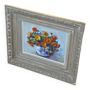 Tableau ancien avec bouquet de