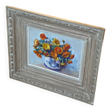 Tableau ancien avec bouquet de fleurs