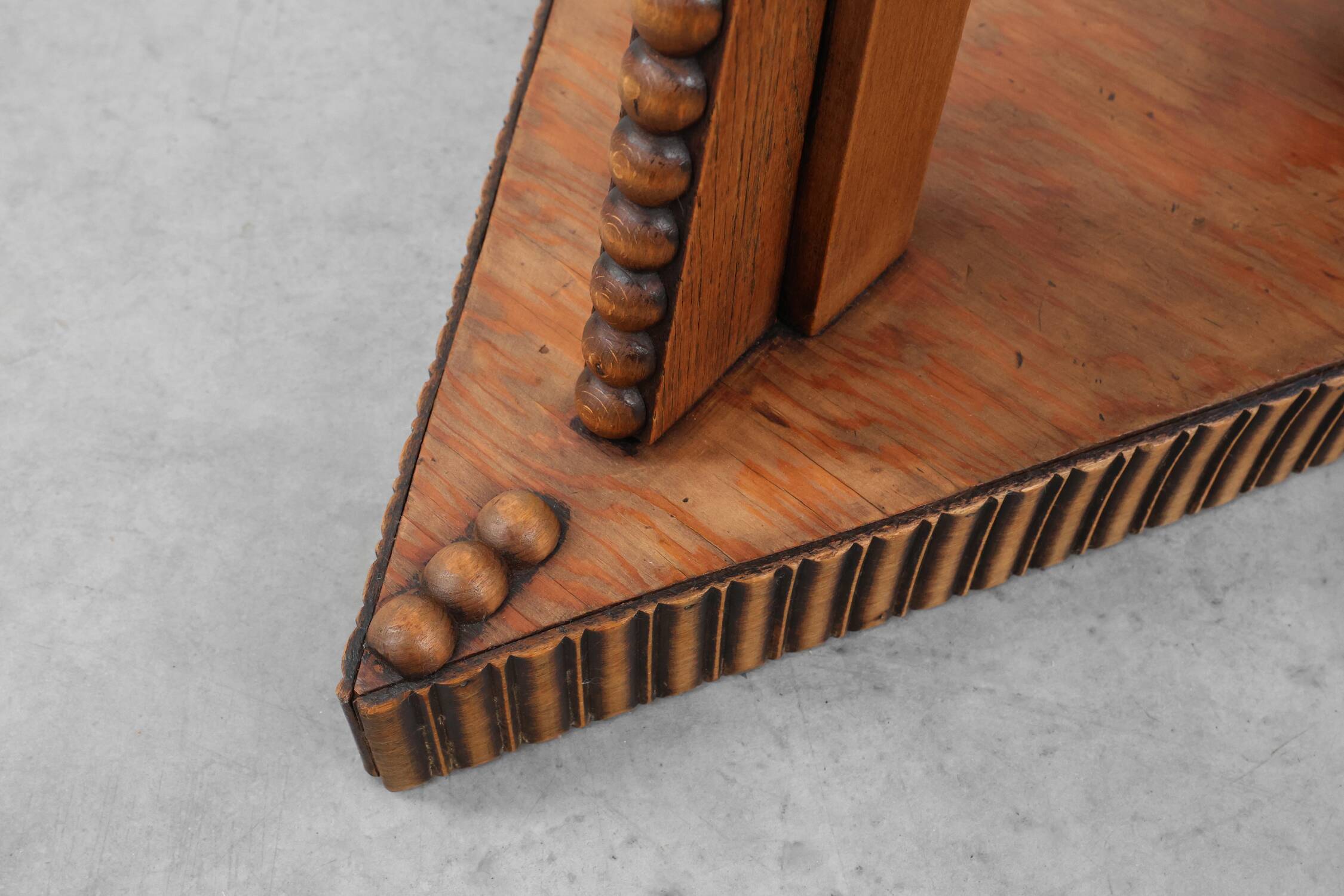 Art Nouveau Carved Wood triangular Side Table, France ca. 1915