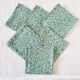 6 green cotton cloth napkins with white linens