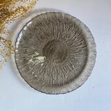 5 assiettes Arcoroc verre fumé fleur