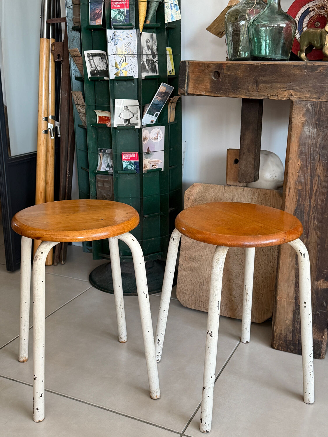 Pair of vintage workshop stools