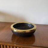 Mid-century brass and wood bowl, Italy 1970s