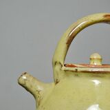 Small vintage pale yellow enamelled terracotta goat jug
