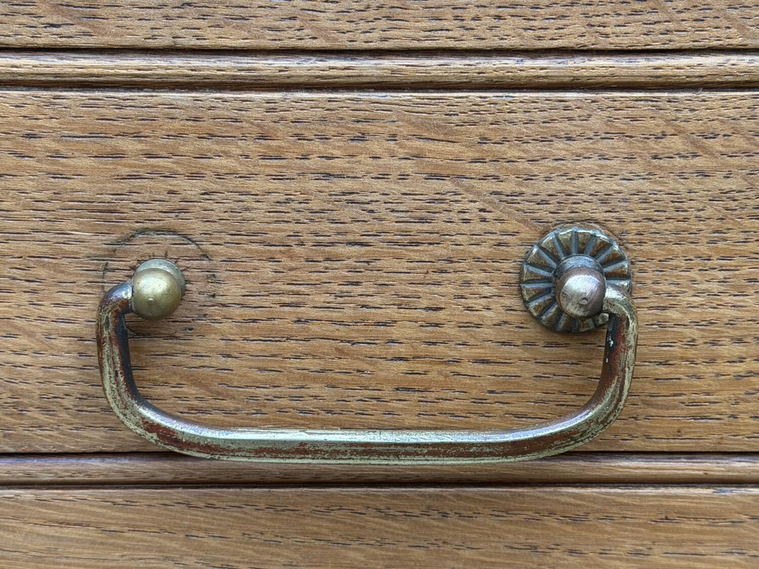 Parisian hotel wardrobe with bevelled mirror, solid raw oak, 1920.