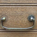 Parisian hotel wardrobe with bevelled mirror, solid raw oak, 1920.