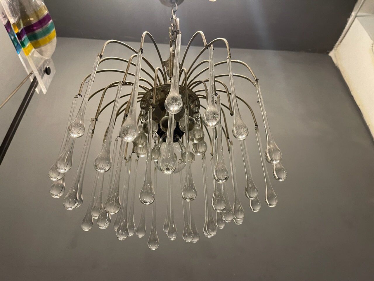 Murano glass drop waterfall chandelier, 1960s