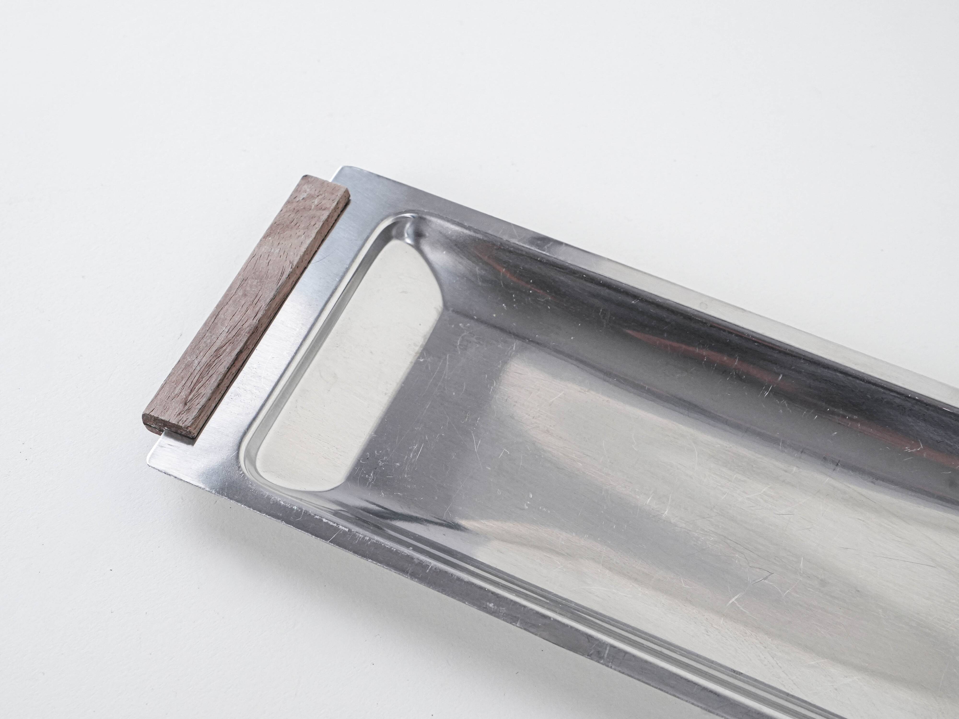 Plateau en acier inoxydable, design danois, années 1970, fabriqué au Danemark