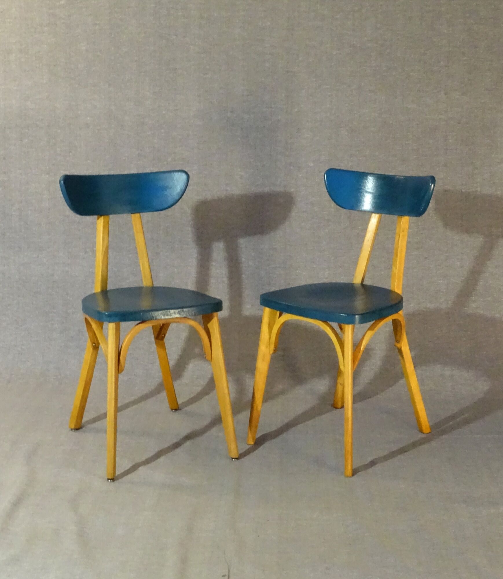 Set of 2 chairs Luterma "banana" 1955 vintage bistro