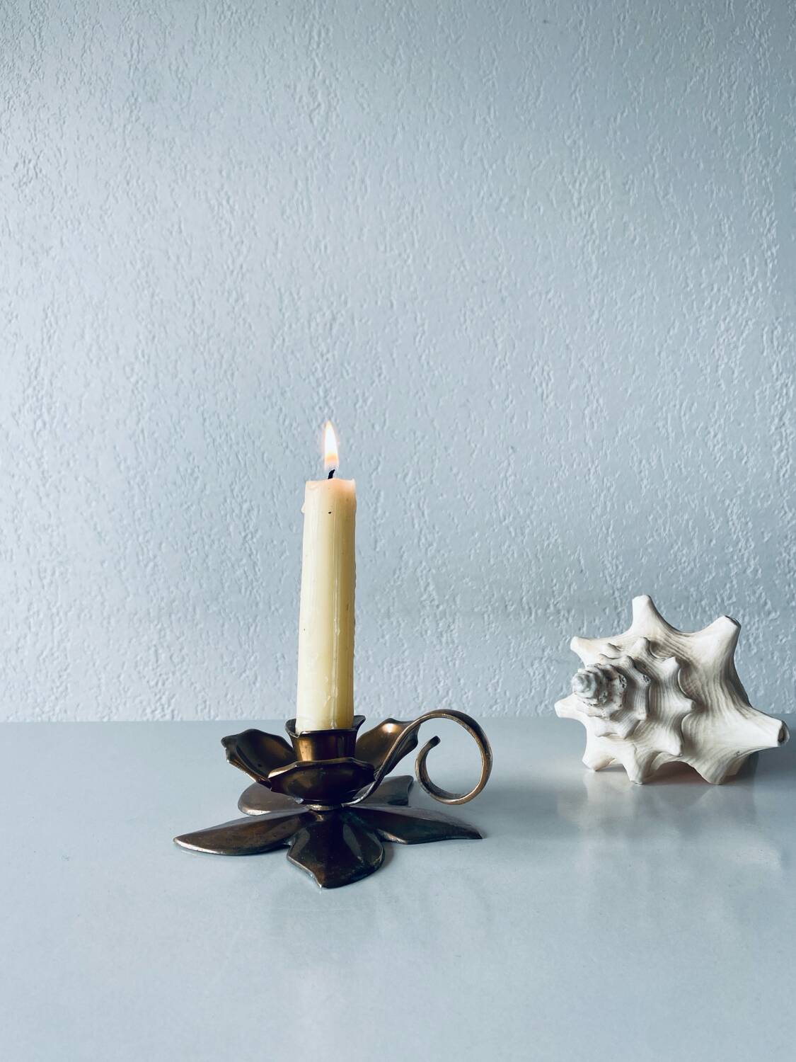 Brass flower candle holder