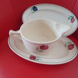 2 raviers avec 1 saucière peintes main Hamage France.Modéle Mathilde.