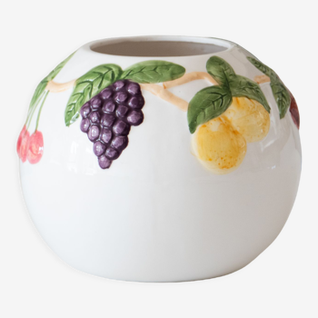 Vintage ball vase in relief slip fruits