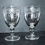 Set of 2 antique glasses in Saint-Louis crystal Model TALMA 1930 Rock crystal engraving 899
