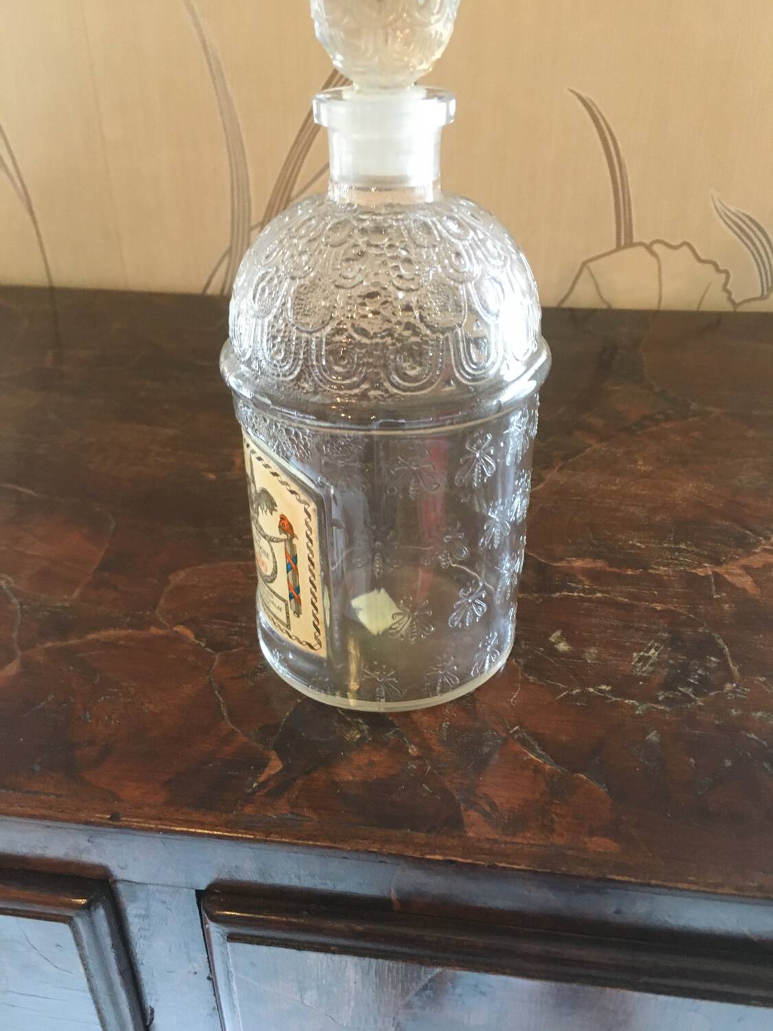 Old Guerlain perfume bottle engraved glass bees