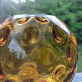 Vase calice en verre ambrée années 50/60