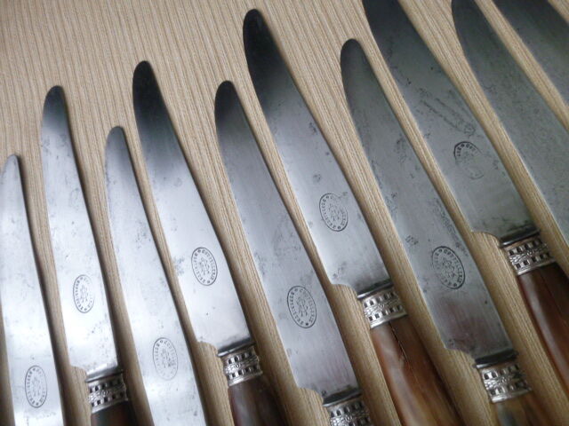Box of 12 old table knives and 12 cheese knives Superior cutlery AB