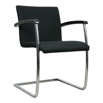 Chaise de bureau Bauhaus en tissu noir vintage, années 90