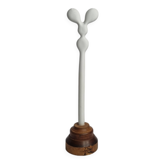 Biomorphic-inspired sculpture, on an industrial wooden base, 27 cm