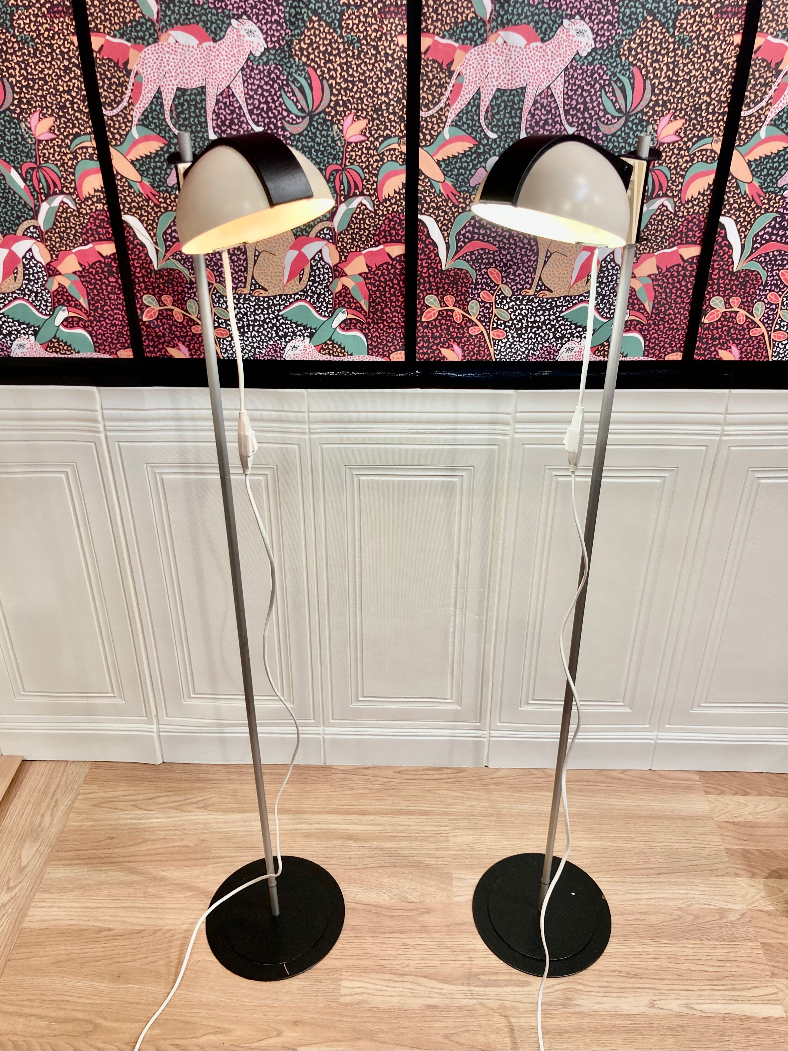 A pair of modular design floor lamps from the 1960s.