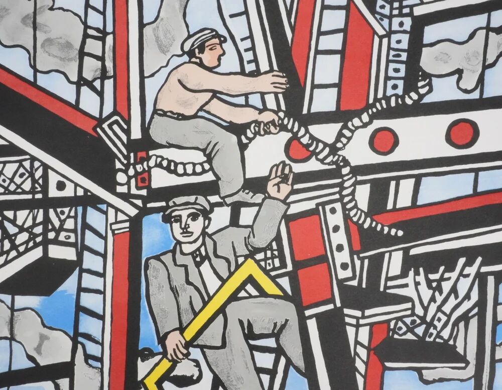 Fernand Léger : Les constructeurs saluant, lithographie signée