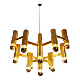 Large brass chandelier, design by Gaetano Sciolari, Boulanger, 1970.