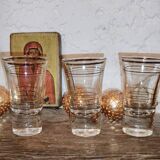 Ensemble de 3 Verres à Vin Cuit Art Déco - 1940 Certifié - Filets Dorés - French
