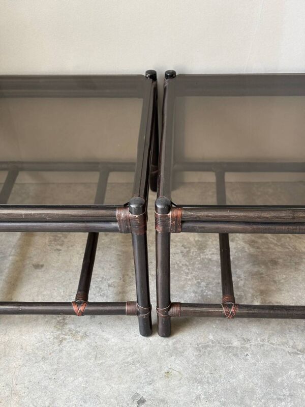 Table d’appoint / bout de canapé en bambou, 70s