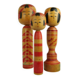 Set of 3 kokeshi dolls (large size)