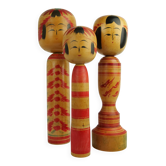 Lot de 3 poupées kokeshi ( grande taille )