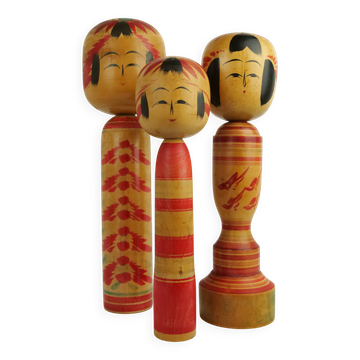 Set of 3 kokeshi dolls (large size)