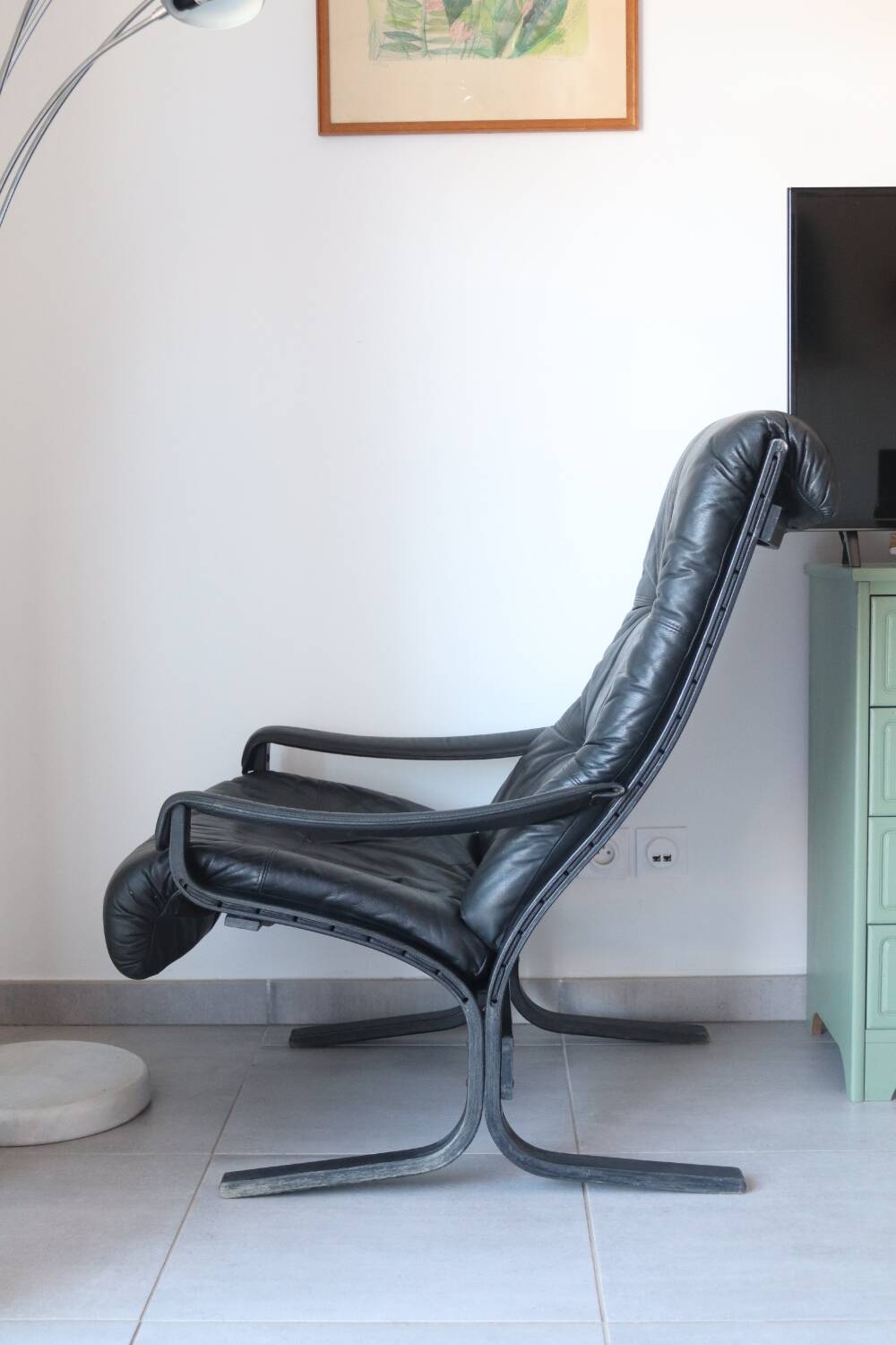 Siesta armchair Westnofa ingmar relling vintage black leather