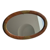 Small oval Art Deco mirror in brown and gold 33x54.
