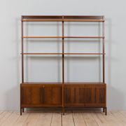 Scandinavian two bay rosewood free-standing wall unit