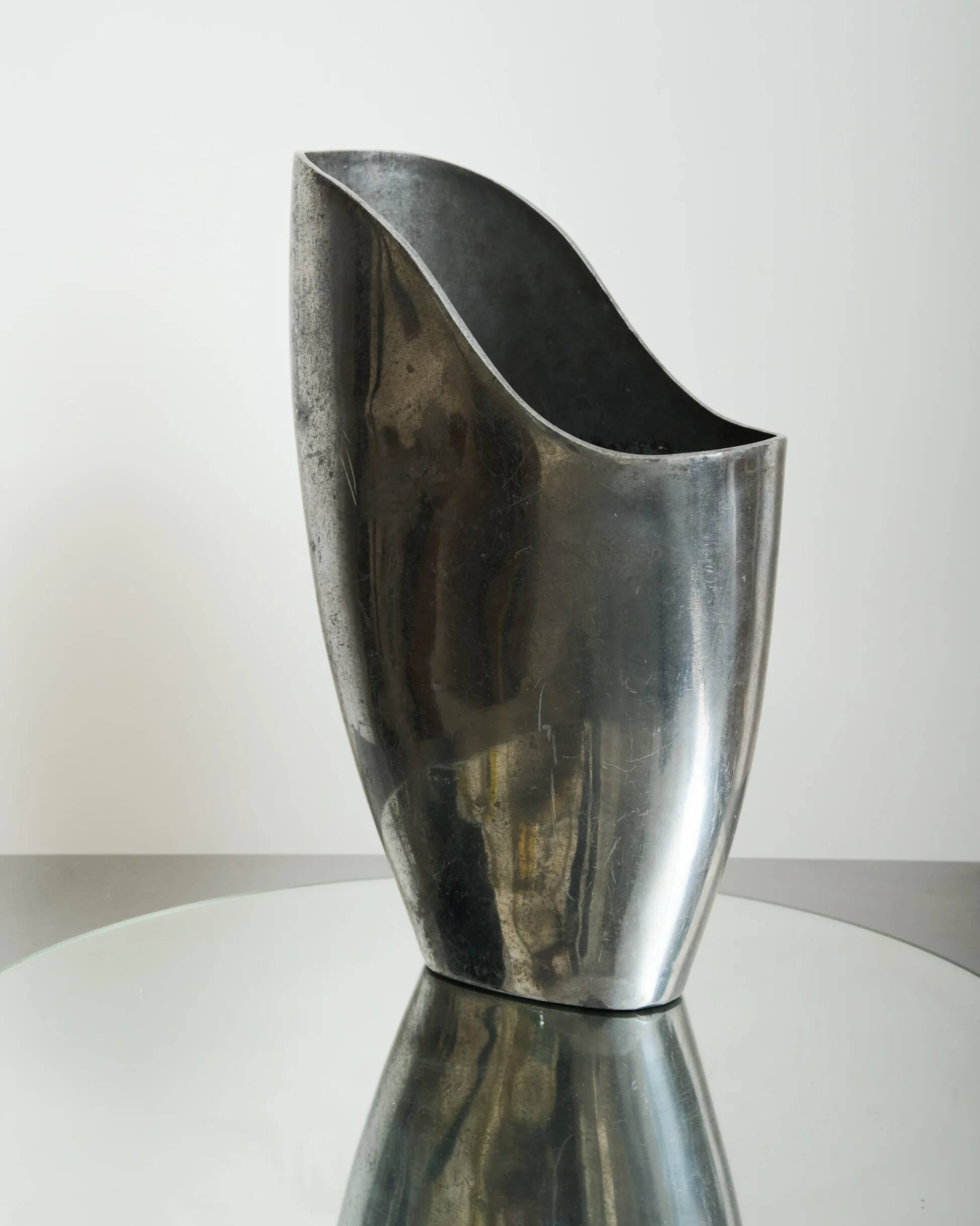 Aluminium cast vase, in the style of Anne Efverlund, 1970-1980.