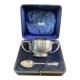 Silver sugar bowl and spoon