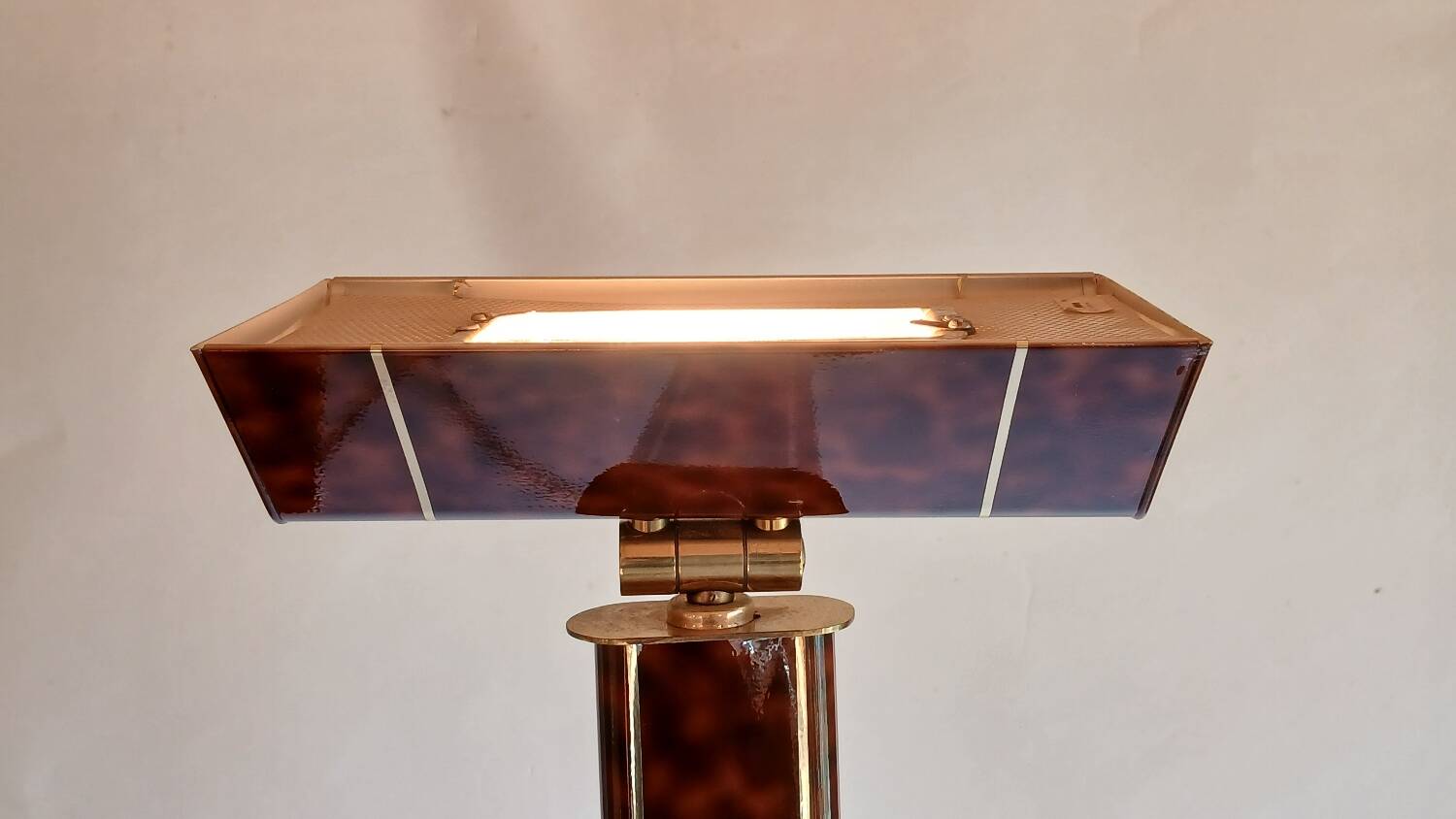 Metal and brass floor lamp, Relco Milano, 1970s.