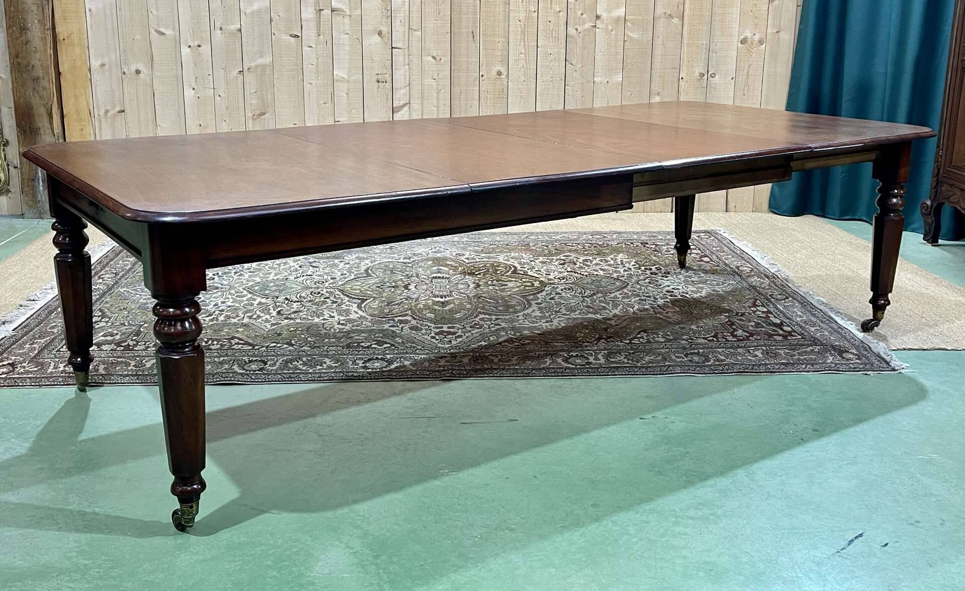 Victorian mahogany table with 2 extensions - 19th century work - Crank system