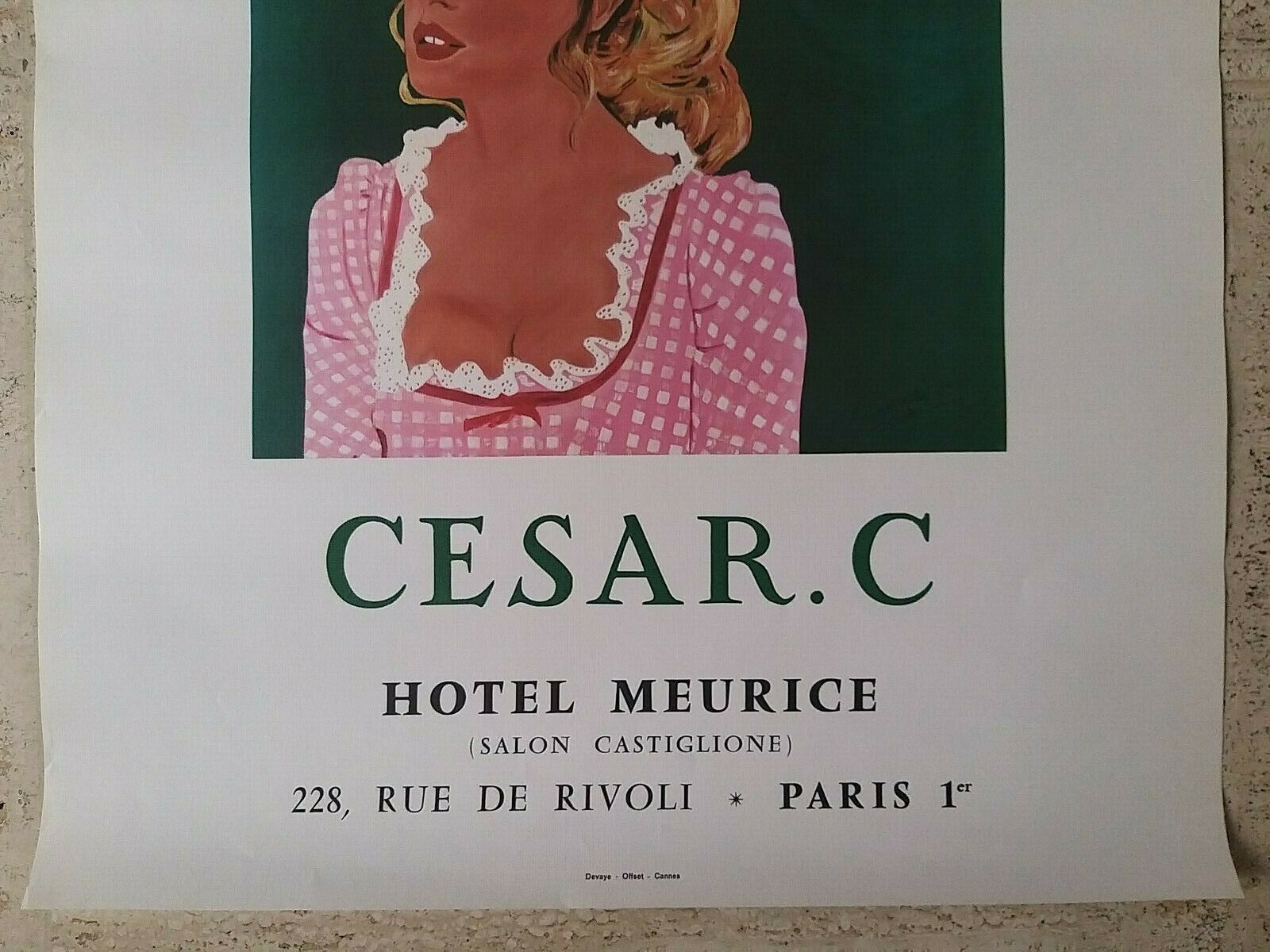Old poster/original poster - Brigitte Bardot, Hotel Meurice, César. C - 1972