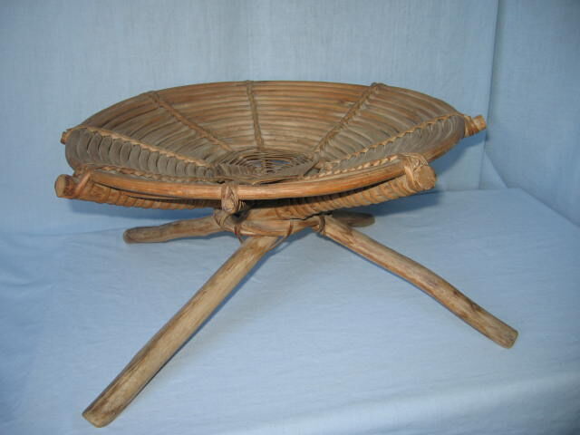 Low seat vintage rattan and wood
