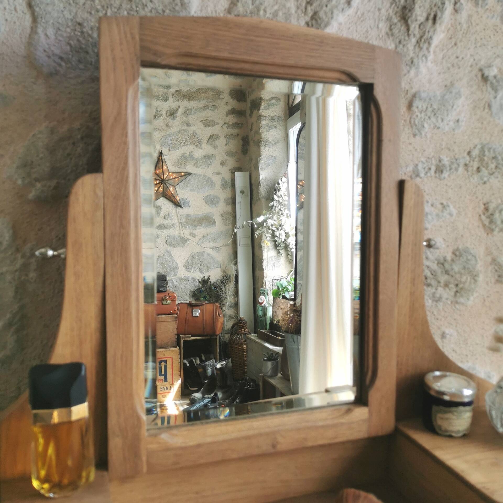 Coiffeuse Vintage en bois, entièrement restaurée