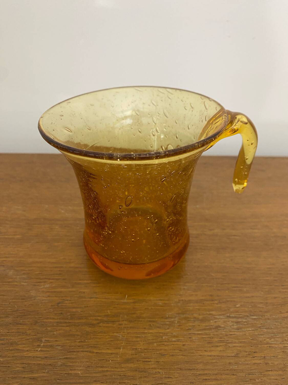 Old Punch Service Style BIOT Bucket + 8 Vintage Orange Bubble Glass Cups