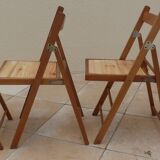 4 chaises en bois vintage vernis Pliables dessus totalement restaurées