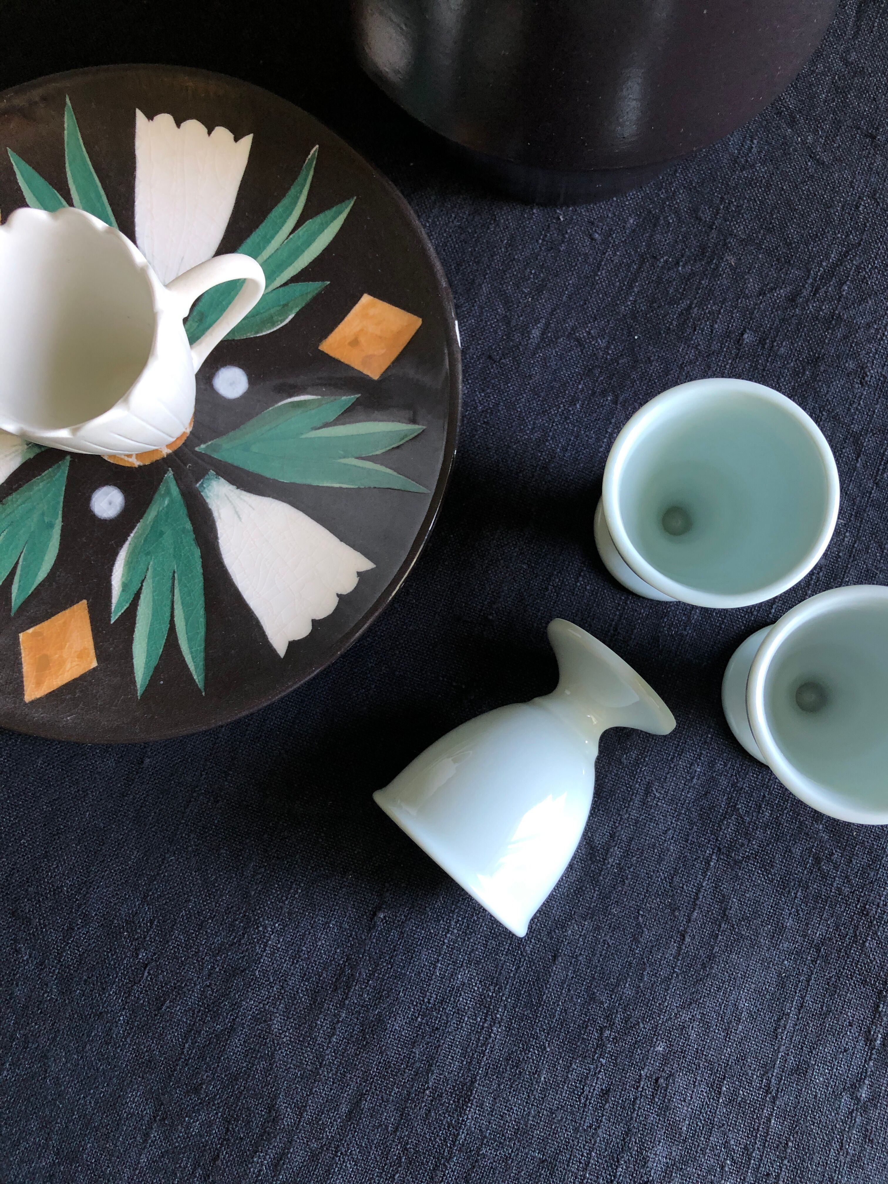 Black tinted hemp harvest tablecloth