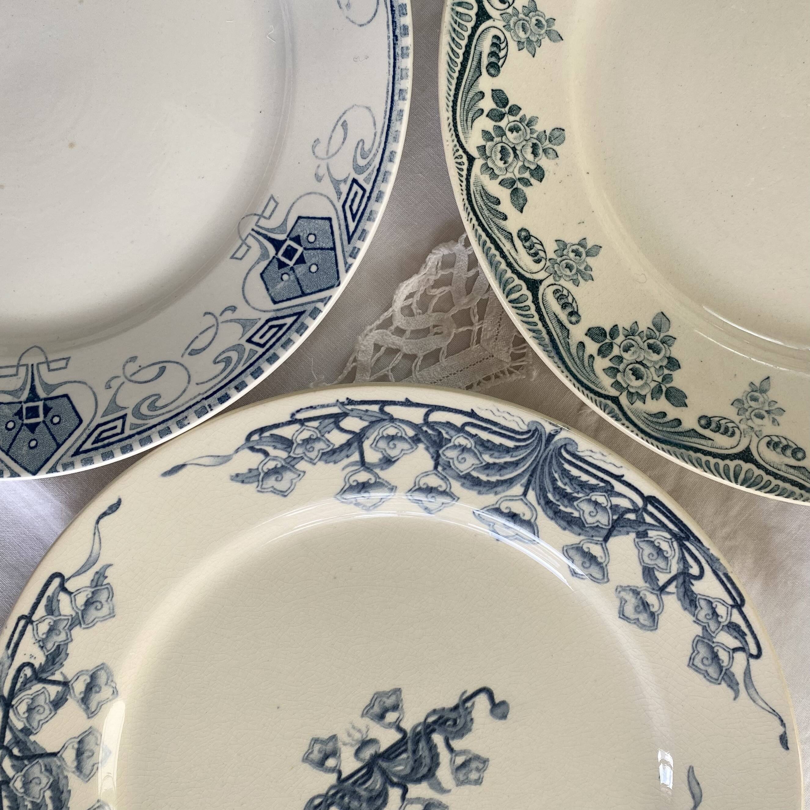 6 assiettes plates terre de fer faïence Sarreguemines Choisy le Roy