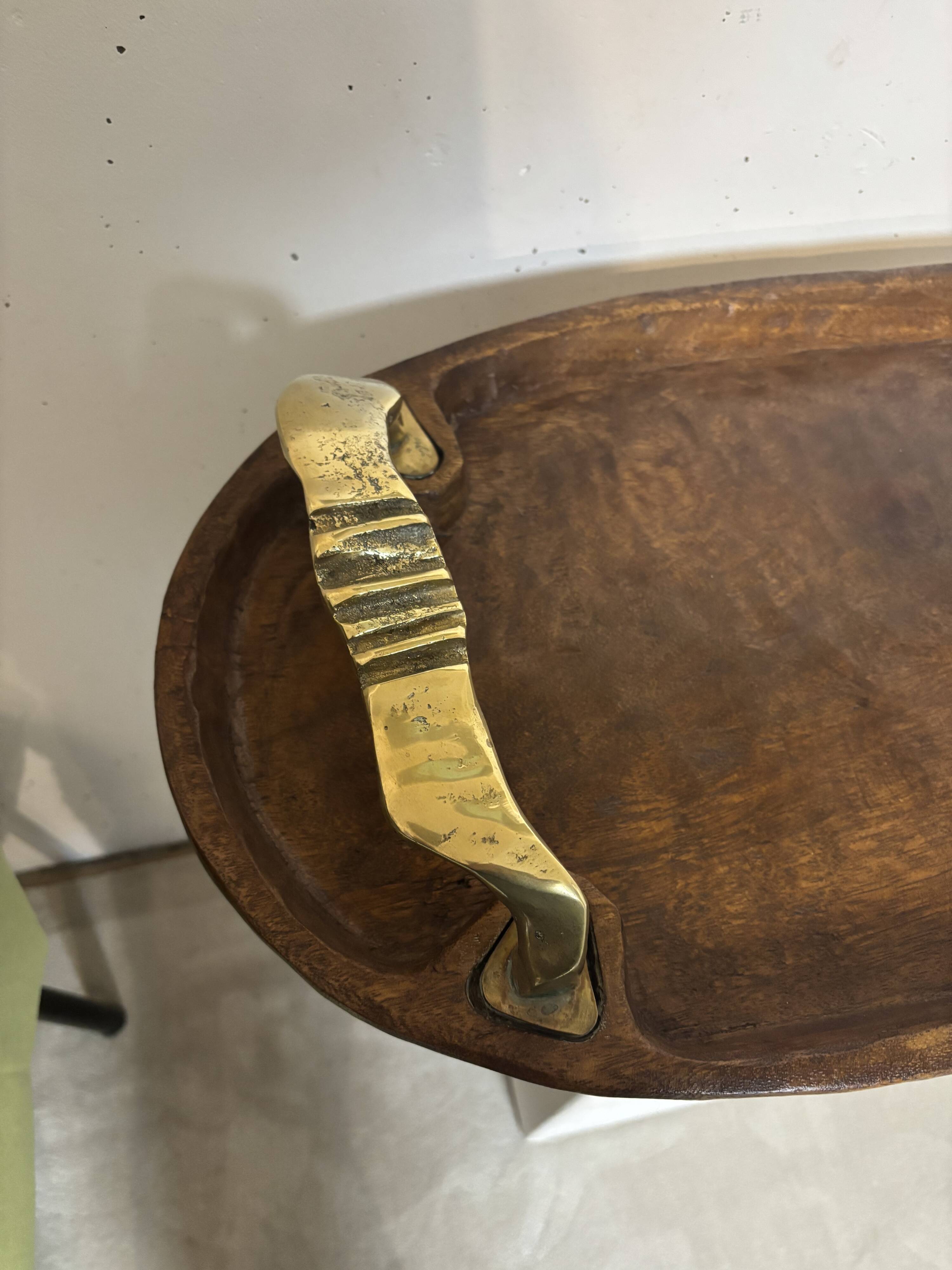 David Marshall wood and brass tray