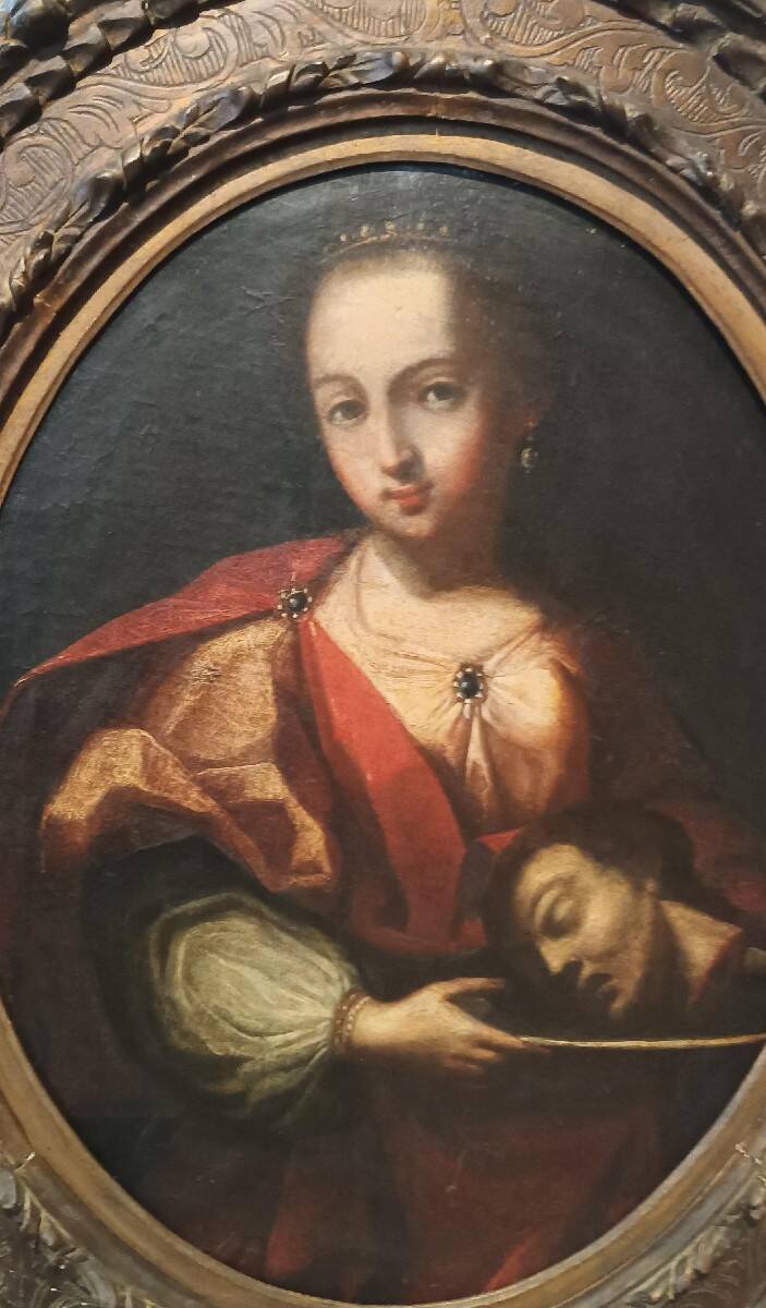Old oil painting on canvas, Salome holding the head of John the Baptist - 18th century