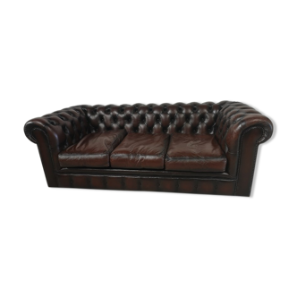 Sofa chesterfield leather brown English style