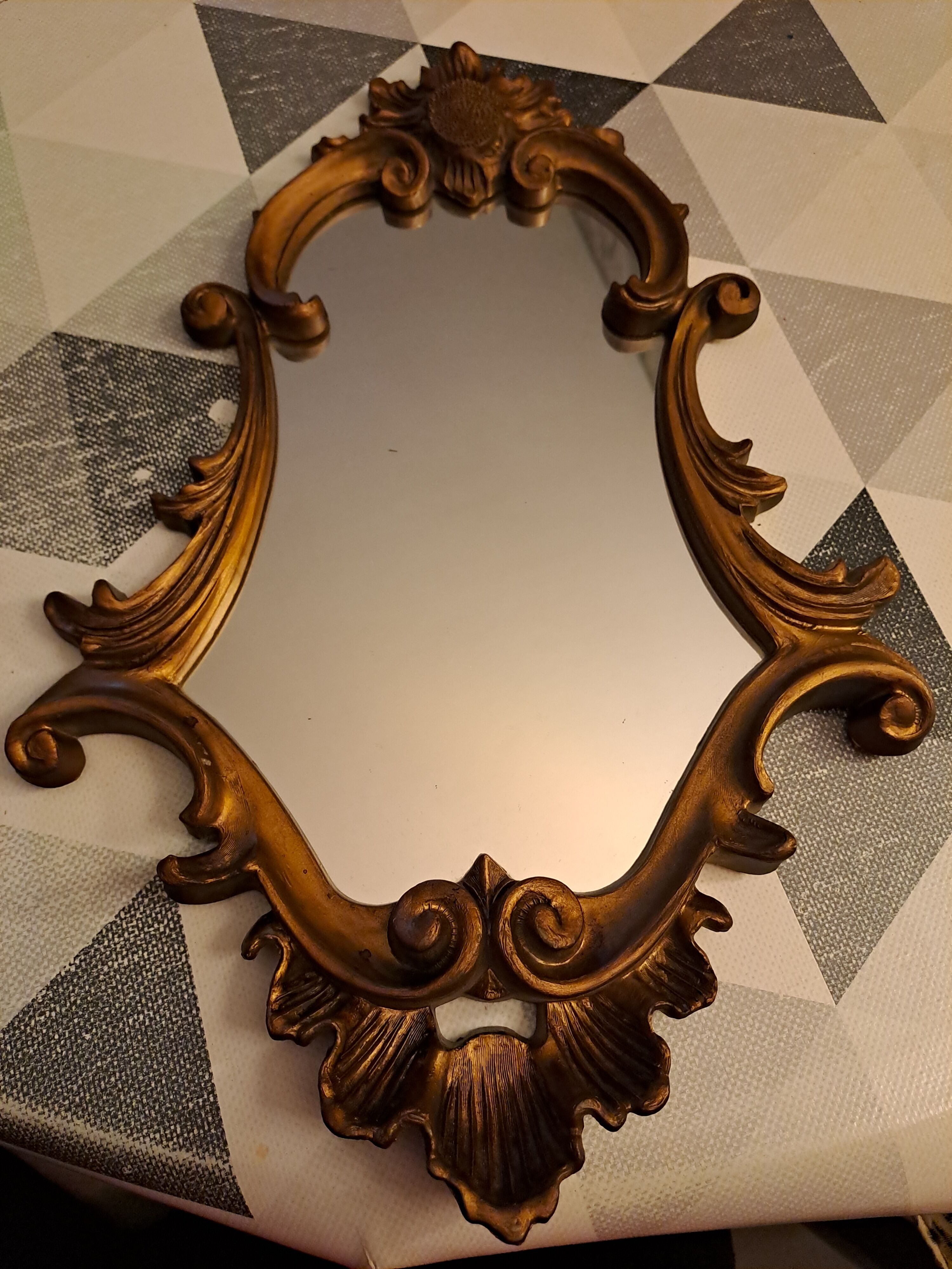 Baroque style mirror gilded wood glass vintage decoration